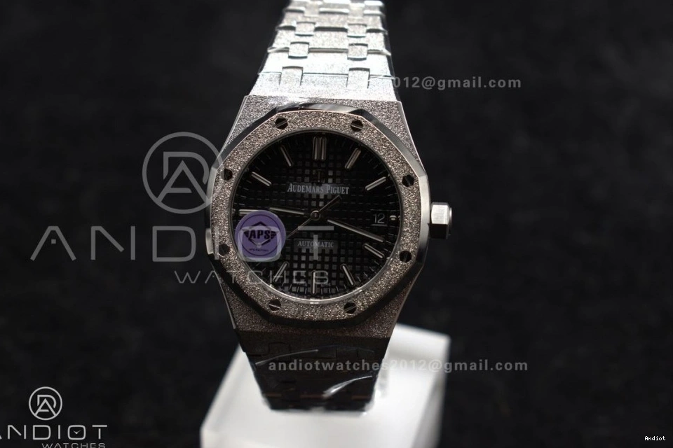 SS APSF Edition 1:1 15454 Dial Royal SA3120 Oak Super Best Bracelet Clone 37mm Textured Frosted SS On Black 0120